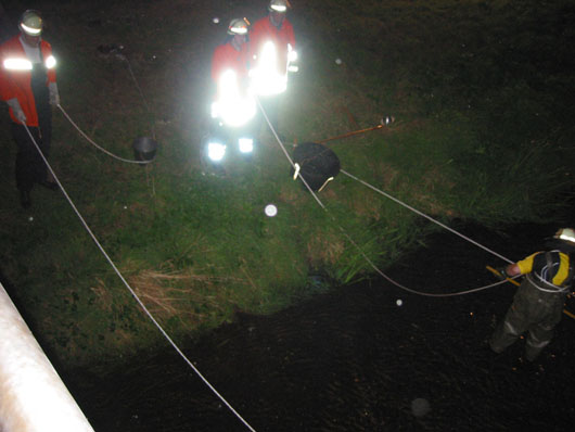 Sichern der Einsatzkräfte im Fluss