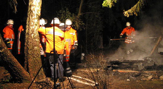 Beleuchtete Einsatzstelle