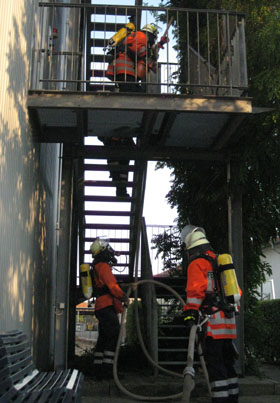 Rollschläuche im Treppenhaus