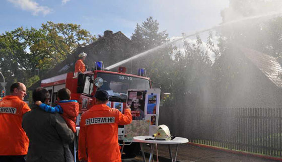 Wasserwerfer in Aktion