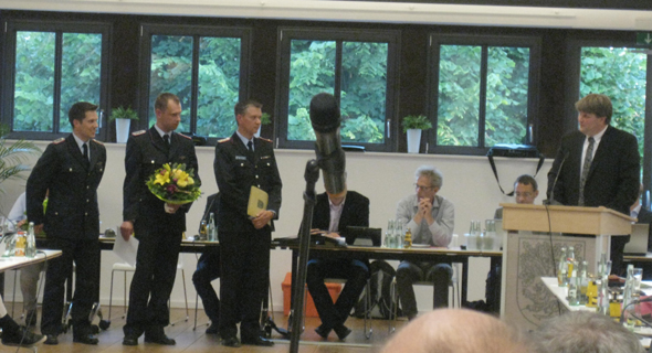 Ernennung durch Bürgermeister T.Bartels v.l:Georg Kohne, Christoph Boss, Maik Plischke